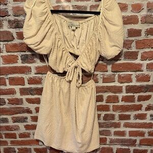 Vintage Havana Cream Puff Sleeve Mini Dress